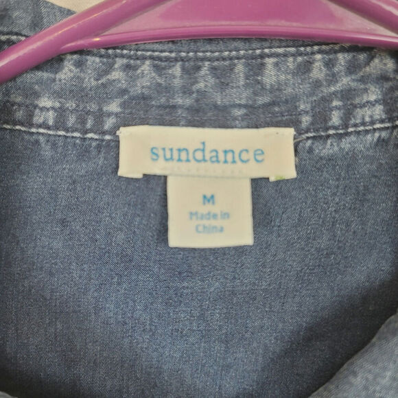 Sundance Larkes Tune Chambray Long Sleeve Button Up, sz Medium - Picture 4 of 10